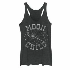 Hot Sale 😉 Unbranded Juniors' Moon Child Galactic Text Tank Top Black Heather 🎁