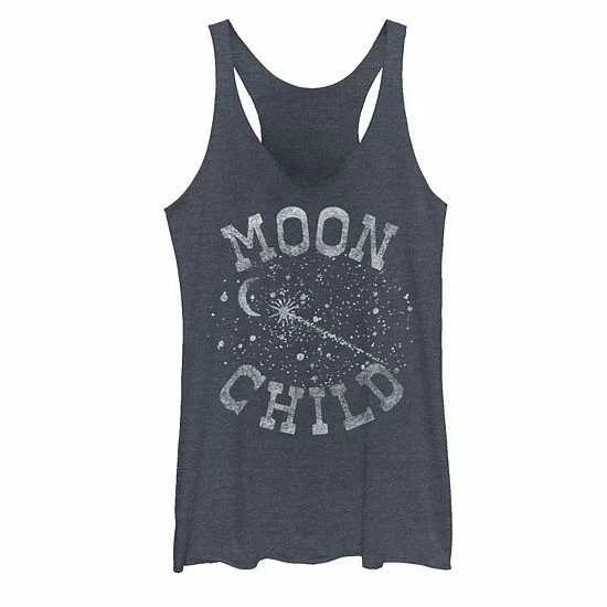 Hot Sale ๐ Unbranded Juniors' Moon Child Galactic Text Tank Top Black Heather ๐ - Image 3