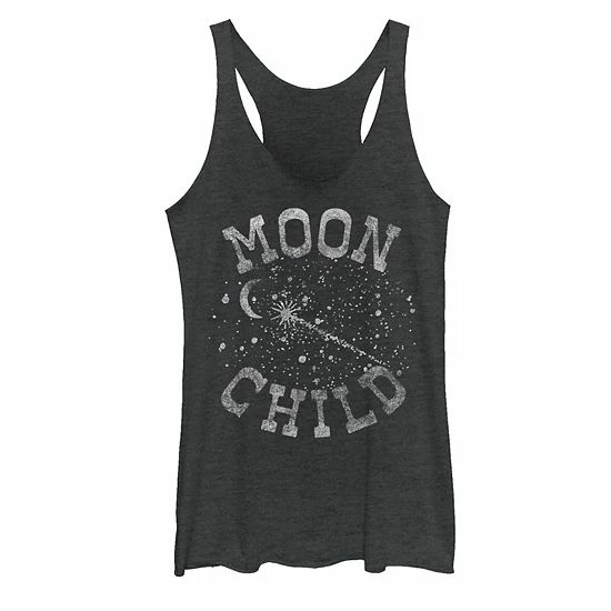 Hot Sale ๐ Unbranded Juniors' Moon Child Galactic Text Tank Top Black Heather ๐ - Image 5