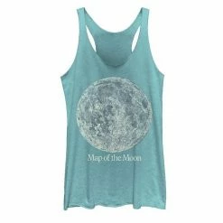 Best Pirce 🎁 Unbranded Juniors' Map Of The Moon Poster Tank Top Tahiti Blue ✨