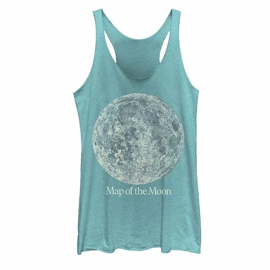 Best Pirce 🎁 Unbranded Juniors' Map Of The Moon Poster Tank Top Tahiti Blue ✨