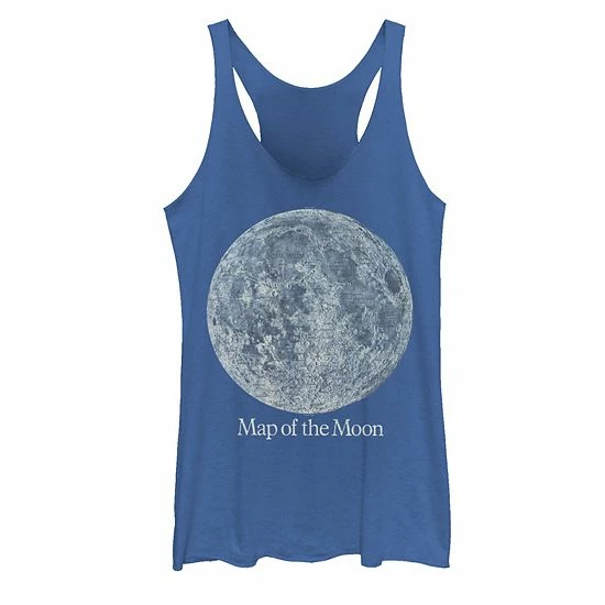 Best Pirce 🎁 Unbranded Juniors' Map Of The Moon Poster Tank Top Tahiti Blue ✨ - Image 3